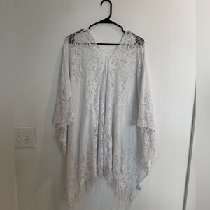 Fashion Nova White Lace Swim Coverup
